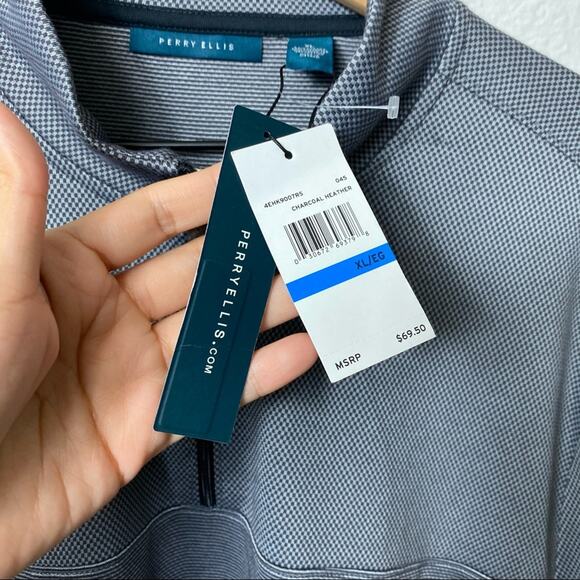 Perry Ellis Charcoal Heather Long Sleeve Men Jacket Size XL Brand New - Picture 2 of 4